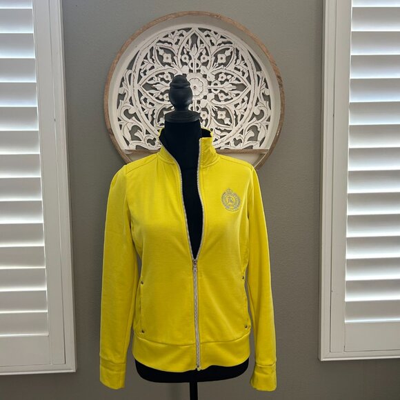 Lauren Ralph Lauren Active Ladies Yellow Zip Track Jacket Logo XS Lightweight - Picture 2 of 9